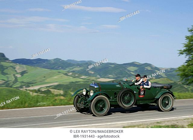 Bentley Speed Six, 1927, racing number 12, Juergen Grossmann and Peter Loescher, vintage car, car rally, Mille Miglia, 1000 Miglia, Loiano, Pianoro, Bologna