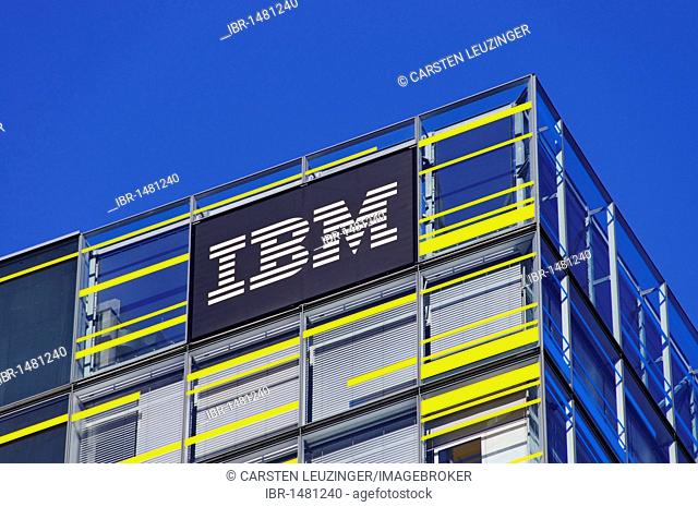 IBM logo on the front of the Hamburg IBM branch, Berliner Tor Centrum BTC, Hamburg, Germany, Europe