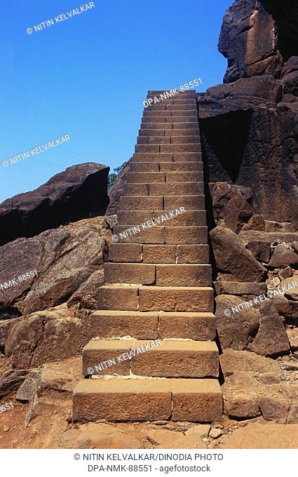 Rock cut steps towards sky , Bhaja caves near Malavali , Dist Pune , Maharashtra , India