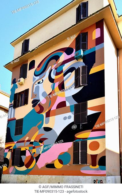 09/03/2015 Roma. Inaugurazione a Tor Marancia dei 18 nuovi murali creati nel quadro del progetto Big City Life, a cura di Francesca Mezzano e Stefano Antonelli