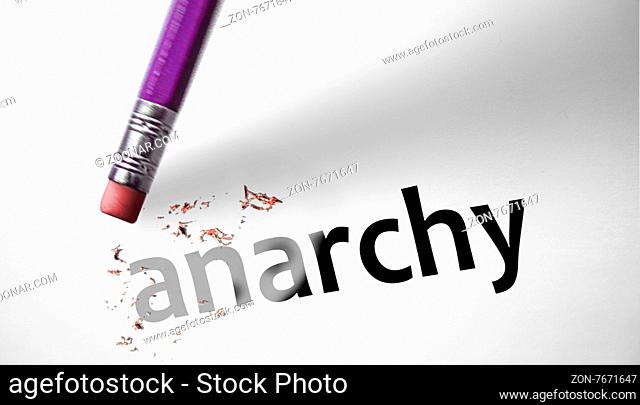Eraser deleting the word Anarchy