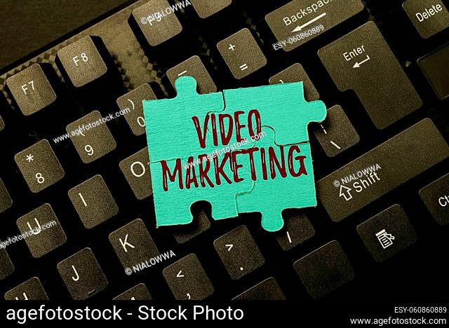 Text sign showing Video Marketing, Business overview create short videos about specific topics using articles Setting Up New Online Blog Website