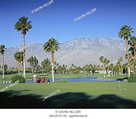 Golf course, Palm Springs, San Jacinto Mountains, California, USA