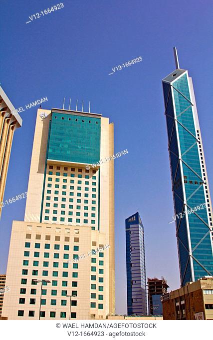Modern Hotel and Skyscraper, Street view in Kuwait city