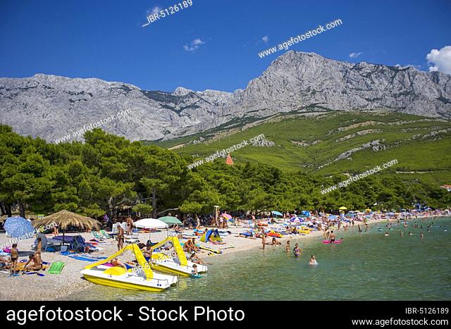 Beach, Promajna, Biokovo Mountains, Makarska Riviera, Dalmatia, Croatian Adriatic Coast, Croatia, Europe