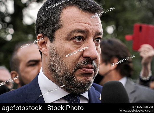 Leader of Lega party Matteo Salvini during the visit of President of Brazil Jair Bolsonaro to the votive monument to the Brazilian fallen of the Second World...