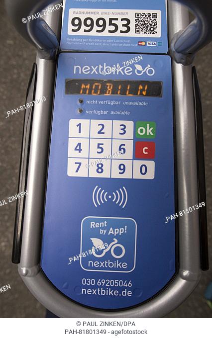 'nextbike' is written on a display of a rentable bike in Berlin, Germany, 5 July 2016. The company 'nextbike' from Leipzig is the new provider of rentable bikes...