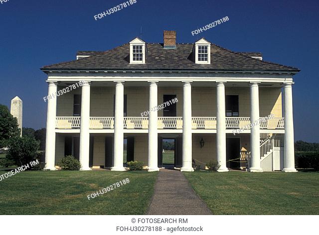 mansion, plantation, LA, Jean Lafitte National Historical Park, Louisiana, The Malus-Beauregard House on the grounds of the Chalmette Battlefield and National...