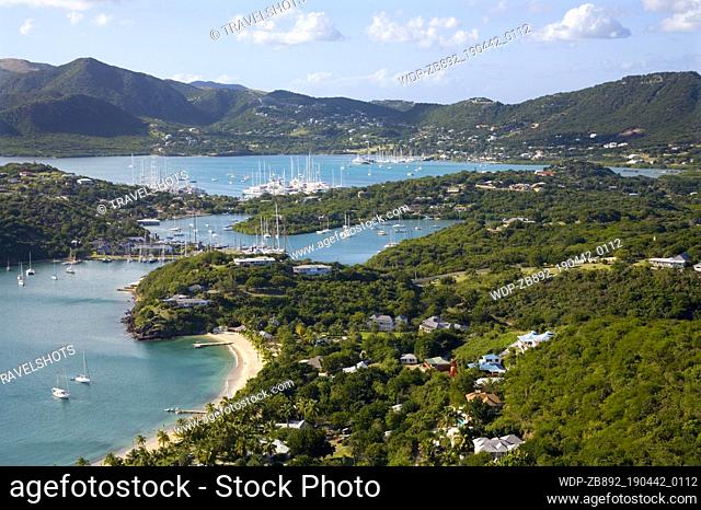 English Harbour and Nelsons Dockyard with Falmouth Harbour Caribbean Antigua Shirley Heights