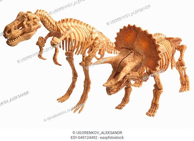 toy dinosaur tyrannosaur and tyrannosaur isolated on white