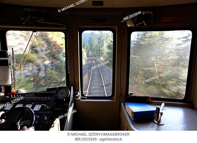 Inside the narrow gauge railway Les Brenets, Le Locle, Neuchatel, Switzerland, Europe