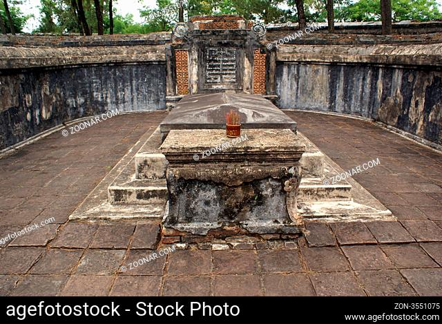Tu Duc tomb aan surrounded walls near Hue, Vietnam