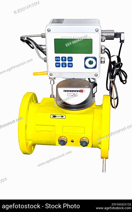 Turbine gas meter isolated on white background