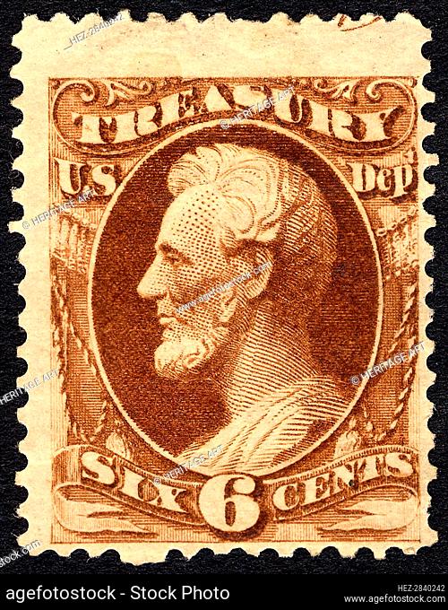 6c Abraham Lincoln Treasury Department single, 1873. Creator: Unknown