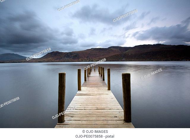 Pier on lake, Derwentwater, Cumbria, United Kingdom