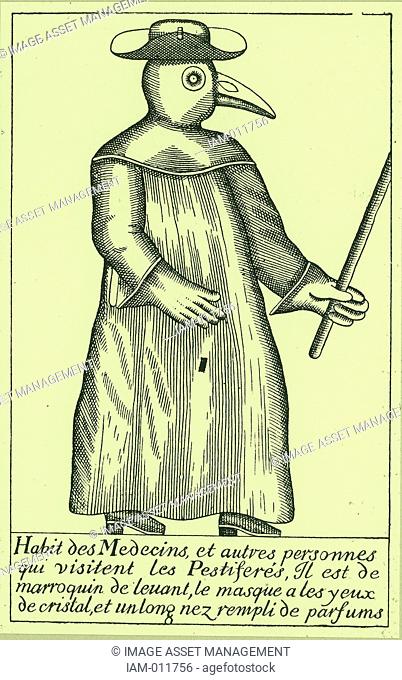 Physician in protective clothing during an outbreak of Plague. From Manget 'Triate de la peste', 1721