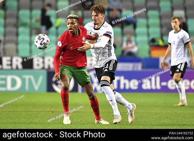 Mergim BERISHA (GER), action, duels versus FLORENTINO (POR). Germany (GER) -Portugal (POR) 1-0, Soccer U-21, FINAL UEFA Under21 European Championship 2021 in...