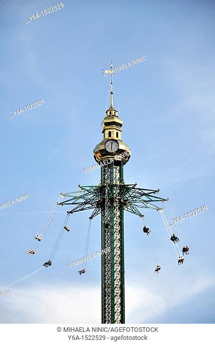Chairoplane or swing carousel at the Prater, Vienna, Austria, Europe