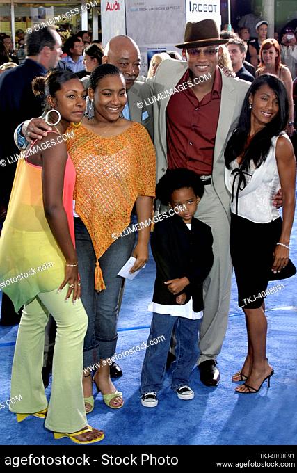 WESTWOOD, CA - JULY 07, 2004: Will Smith, Jada Pinkett Smith and Jaden Smith at the World premiere of 'I, Robot' held at the Mann Village Theatre in Westwood