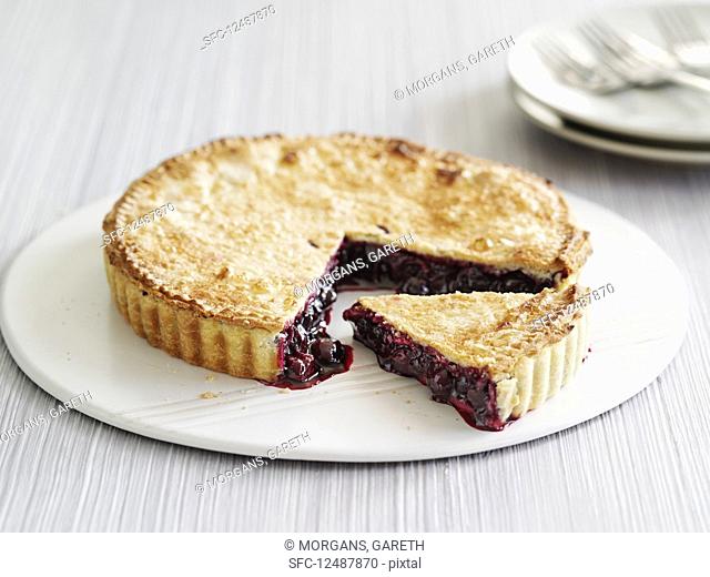 Blueberry pie, sliced