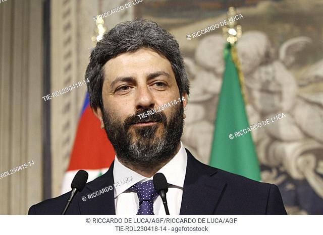 President Chamber of Deputies Roberto Fico during his speech to press at Quirinale Palace  in Rome, ITALY-23-04-2018