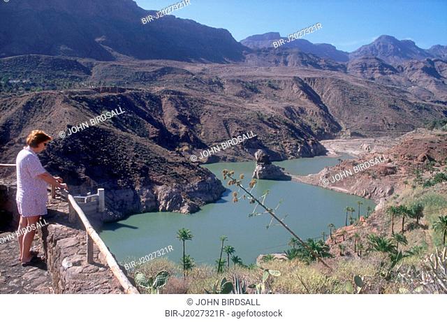 Reservoir in Gran Canaria, Canary Islands, seen from Mirador La Sorrueda Spain