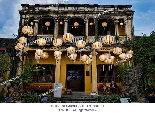 Lanterns on an old colonial building, Hoi An, Vietnam