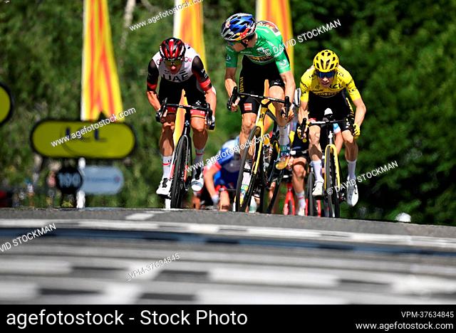 Belgian Wout Van Aert of Team Jumbo-Visma and Danish Jonas Vingegaard of Jumbo-Visma pictured during stage sixteen of the Tour de France cycling race