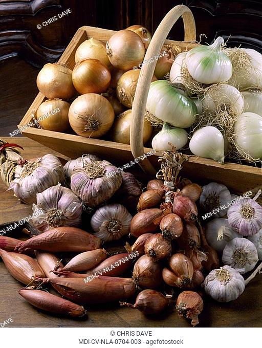 Garlic, onion, shallot