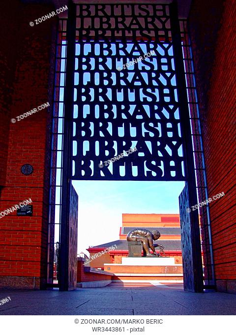 London, United Kingdom - February 15, 2007: Bronze Sculpture at British Library in London, United Kingdom