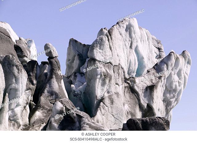 The Russells Glacier draining the Greenland icesheet inland from Kangerlussuaq on Greenlands west coast This glacier has speeded up in recent years and is also...