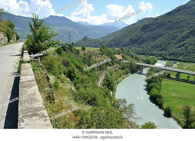 Italy, Europe, Italian, aoste, valley, river, defence, defensive, bridge, military, walls, fortifications, fort, napoleon, Piedmont, valley, chatillon