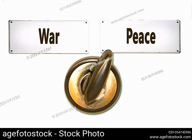 Street Sign the Direction Way to Peace versus War