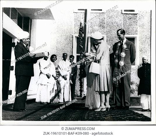 Jan. 01, 1961 - The Royal Indian Tour Queen Opens New Medical Center. OPS: H.M. The Queen cuts the ribbon to open the College buildings of the All India...