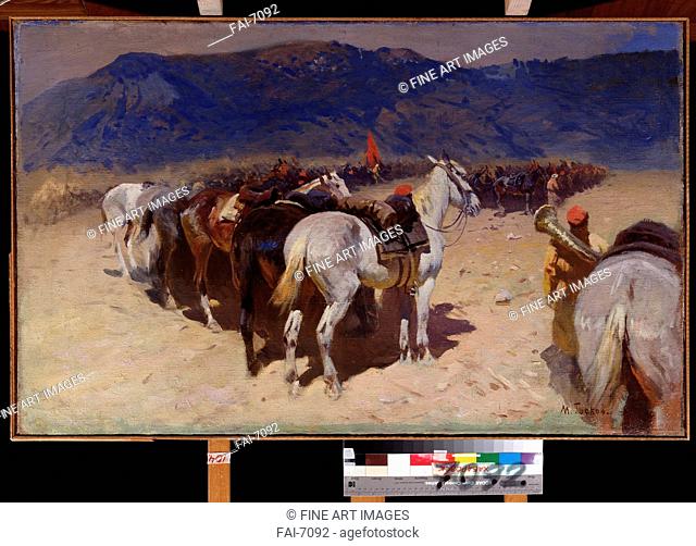 The rest of the cavalry. The 29 cavalry regiment in Bukhara. Grekov, Mitrofan Borisovich (1882-1934). Oil on canvas. Soviet Art. 1930