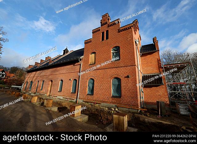 20 December 2023, Mecklenburg-Western Pomerania, Lübstorf: The former engine house in the Willigrad Palace complex has been undergoing renovation by the...