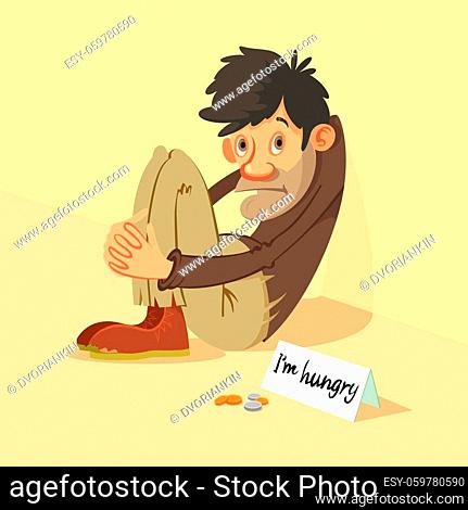 Beggar cartoon sitting Stock Photos and Images | agefotostock