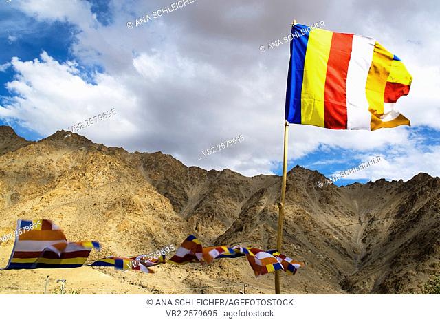 Tibetan flags in Likkir's gompa