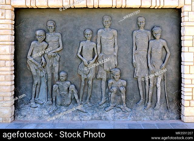 Namibia-Genozid-Denkmal Relief vor der Alten Feste in Windhoek, Namibia Genocide Memorial Relief in front of the Alten Feste in Windhoek Namibia