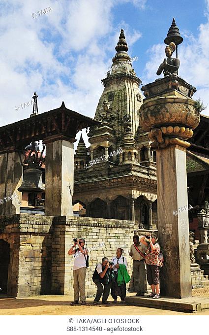 Tourists taking pictures at Durbar square