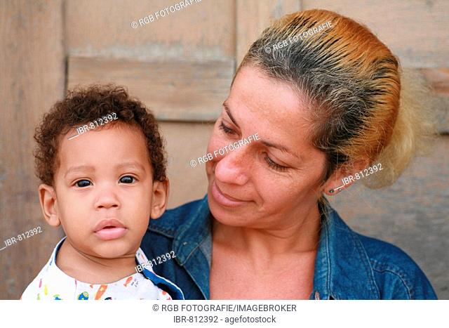 Mother and son, Trinidad, Sancti-Spiritus Province, Cuba, Latin America