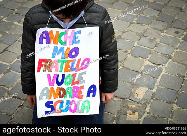 National demonstration for the reopening of schools in Piazza del Popolo. The protest, organized by the national network ""School in attendance""