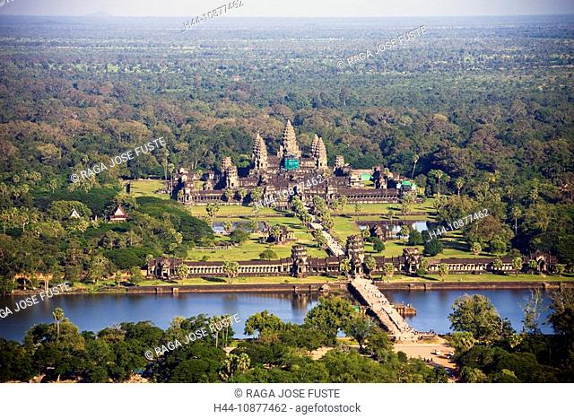 Cambodia, Far East, Asia, Siem Reap, temple, Angkor Wat, tourist, tourism, temple arrangement, water, overview, flight admission, traveling, place of interest