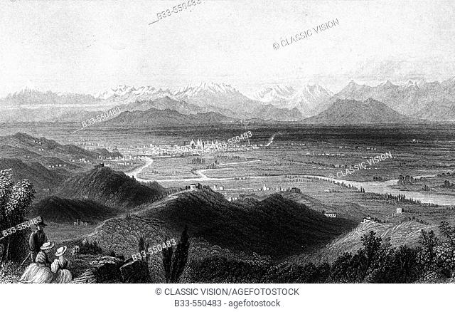 Italy, near Turin. The plains of Piedmont. Drawn by W. H. Bartlett circa 1840