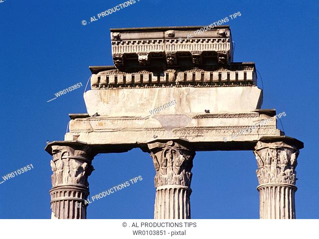 Italy, Rome, the Foro Romano ruins detail