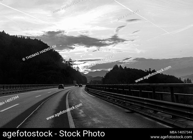 highway in austria at sunset