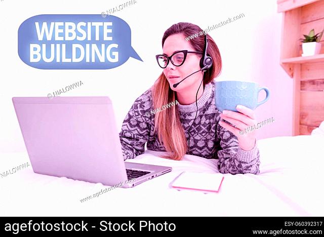 Writing displaying text Website Building, Business idea tools that typically allow the construction of websites Writer Creating New Novel