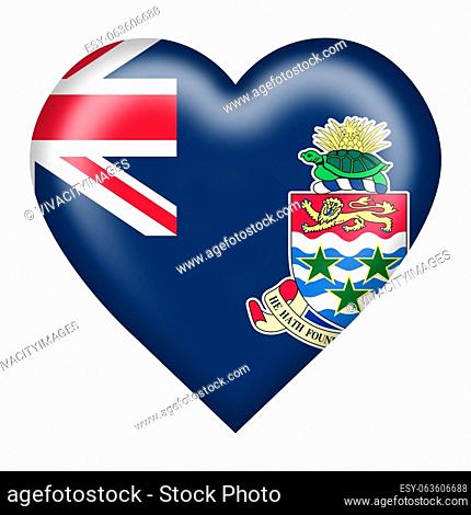A Cayman Islands flag heart button isolated on white with clipping path 3d illustration