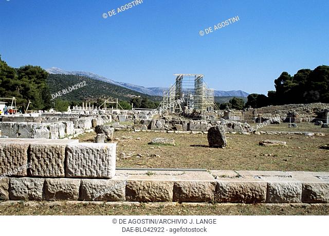 Ruins of the sanctuary of Asclepius, Epidaurus (UNESCO World Heritage List, 1988), Peloponnese, Greece. Hellenistic civilisation, 4th century BC