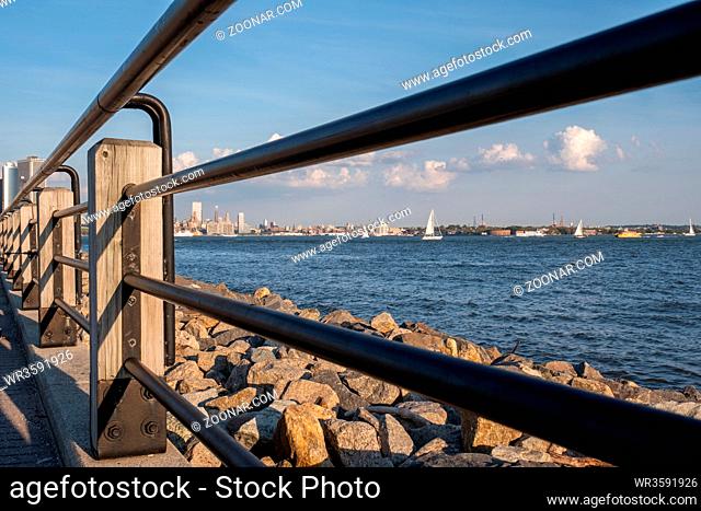 Jersey City, NJ - USA - Aug 30 2019: Liberty State Park is a park in the U.S. state of New Jersey opposite both Liberty Island and Ellis Island